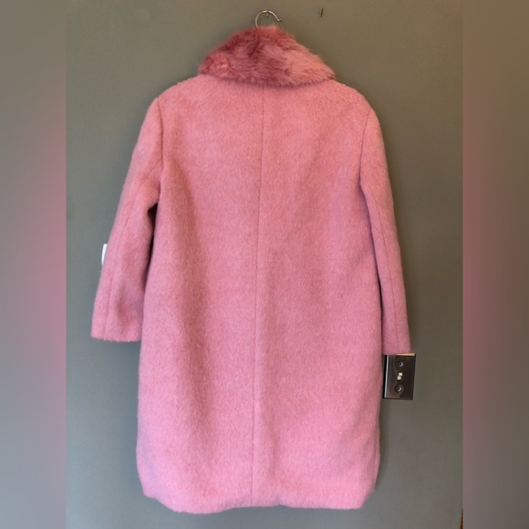KATE SPADE •Rare• Faux Fur Trim Coat Tulip Pink Coat Jacket Size 2 - Picture 7 of 11
